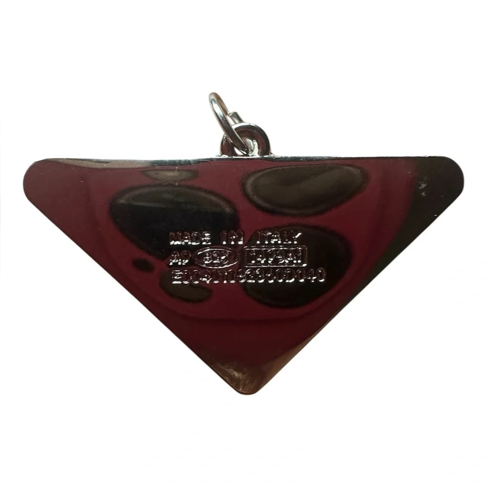 Prada Mint Green and Silver Triangle Logo Zipper Pull Charm Made in Italy_7